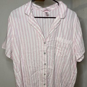 Victoria’s Secret pink plaid pajama top size Large